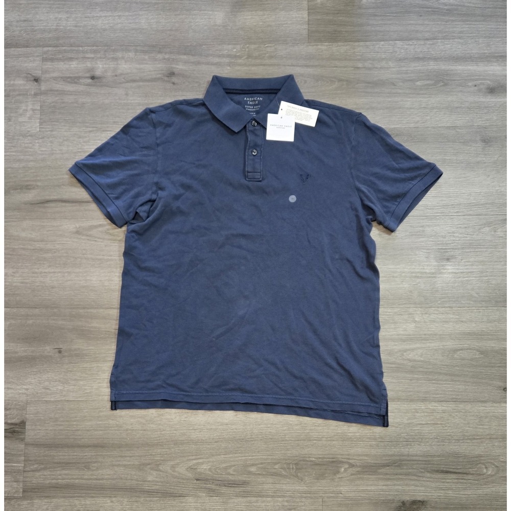 American Eagle Outfitters Polo Shirt Mens Medium Navy Super Soft Cotton NWT